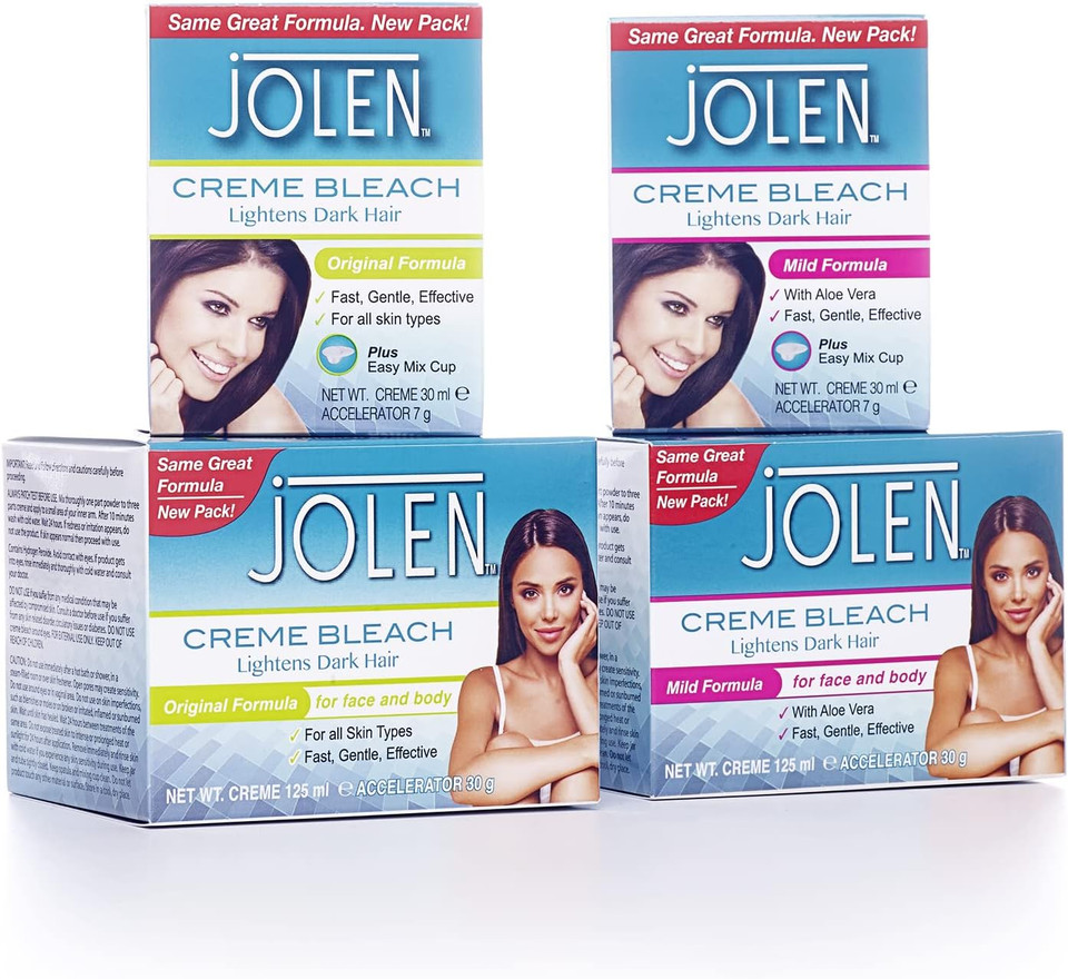 Jolen Crème Bleach Lightens Dark Hair. Original Formula for Face and Body Hair. 125ml
