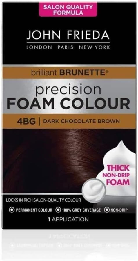 John Frieda Precision Foam Colour 4Bg, Salon Finish Hair Dye, 100 Percent Grey Coverage, Dark Chocolate Brown, 1 Count (Pack Of 1)