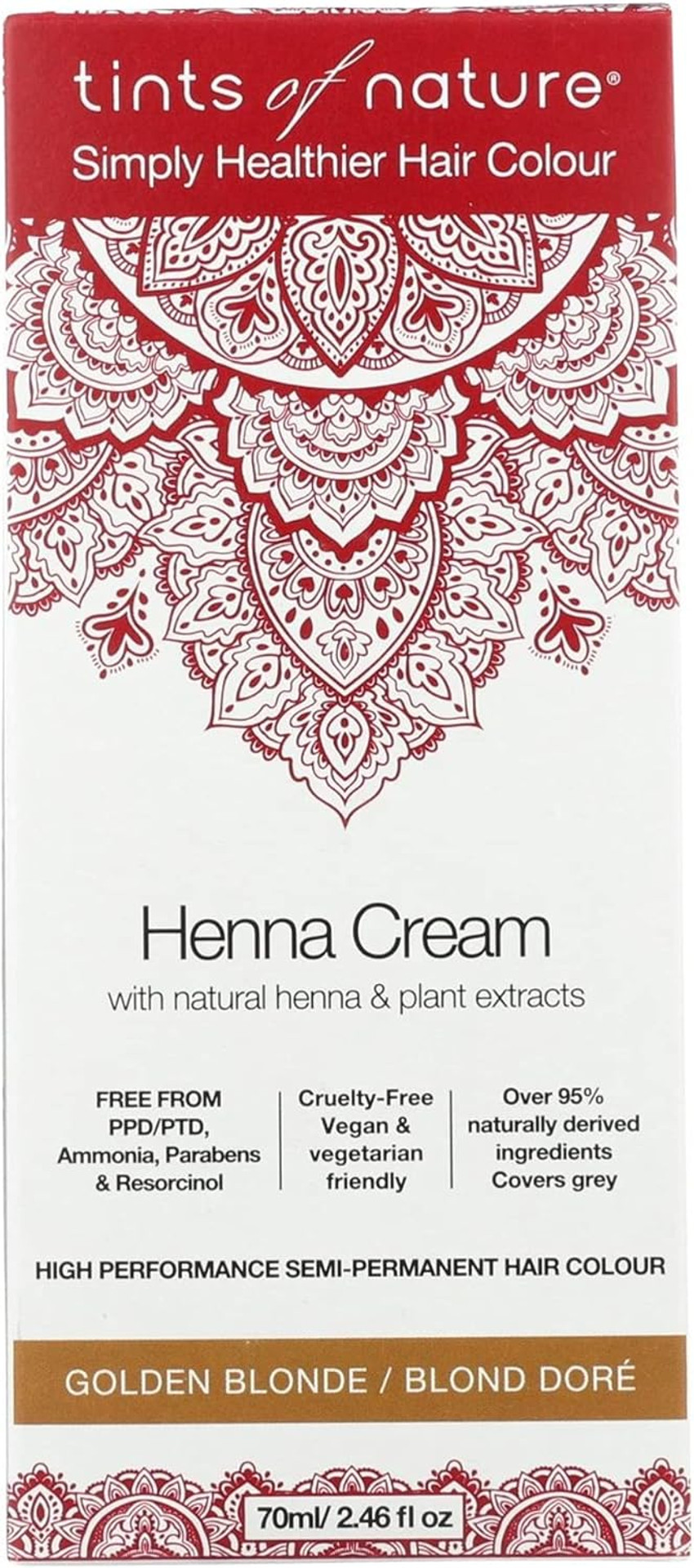 Tints of Nature Golden Blonde Semi-Permanent Henna Cream Hair Colour, Ammonia-Free and 95% Natural, 70ml