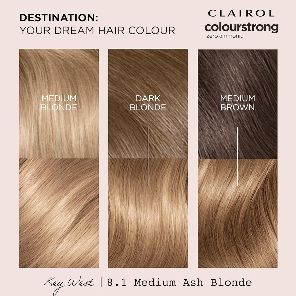 Clairol Colour Strong Permanent Hair Dye - 8.1 Medium Ash Blonde