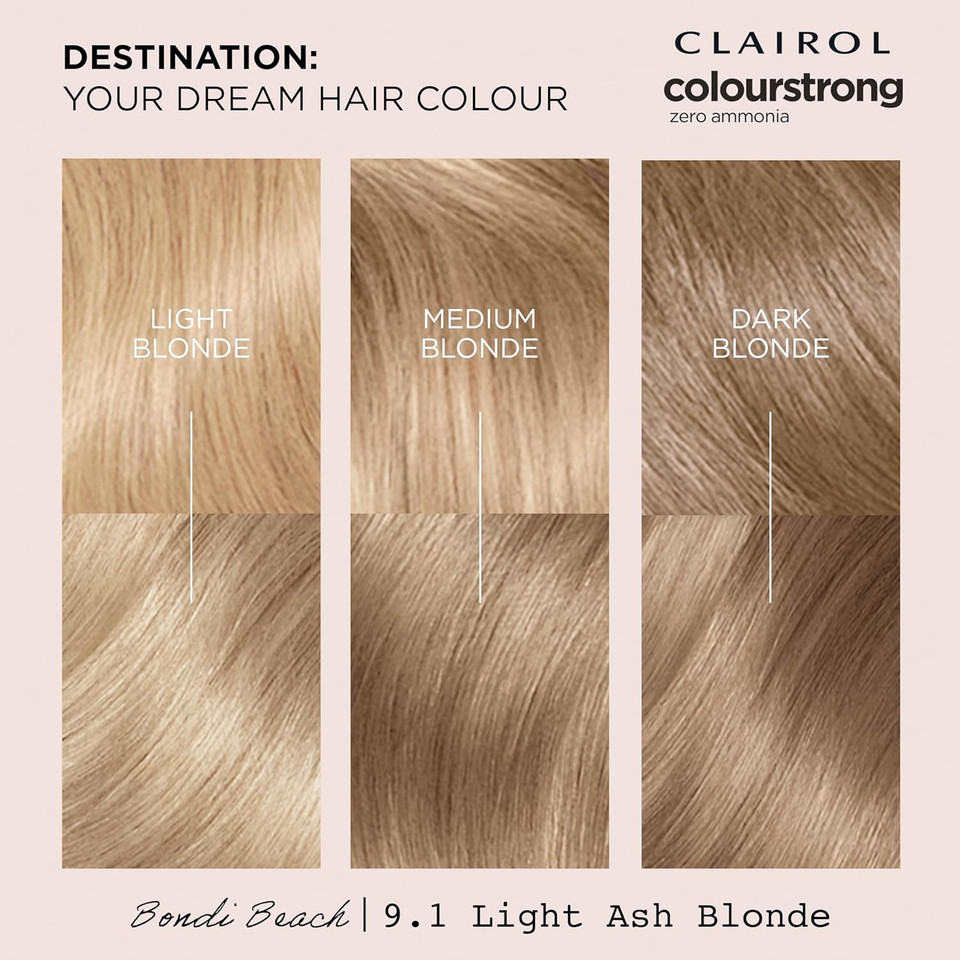 Clairol Colour Strong Permanent Hair Dye - 9.1 Light Ash Blonde
