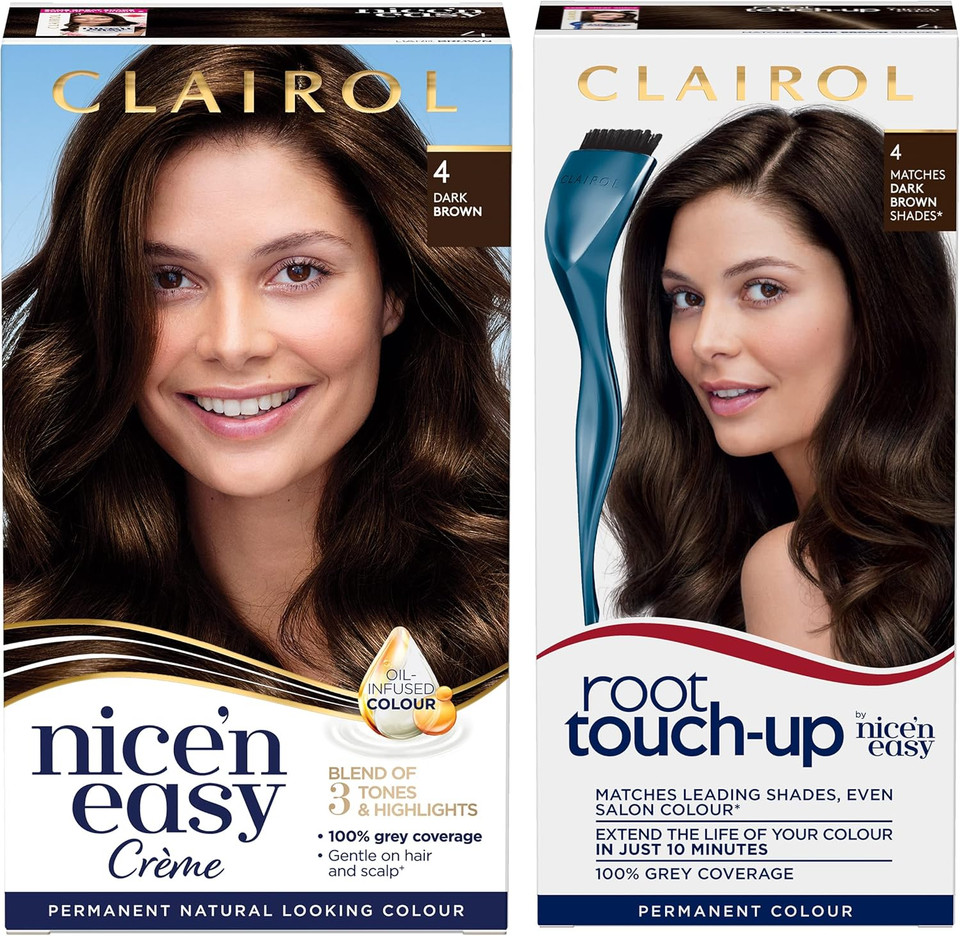Clairol Nice'n Easy Permanent Colour + Root Touch Up (4 Dark Brown)