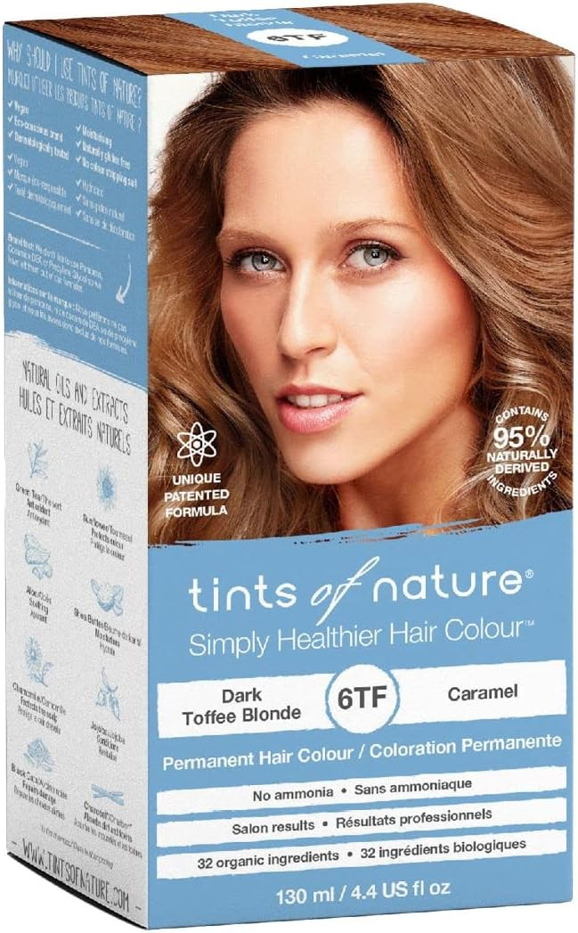Tints of Nature 6TF Dark Toffee Blonde Permanent Hair Dye, Nourishes Hair and Covers Greys, Ammonia-Free, 130ml