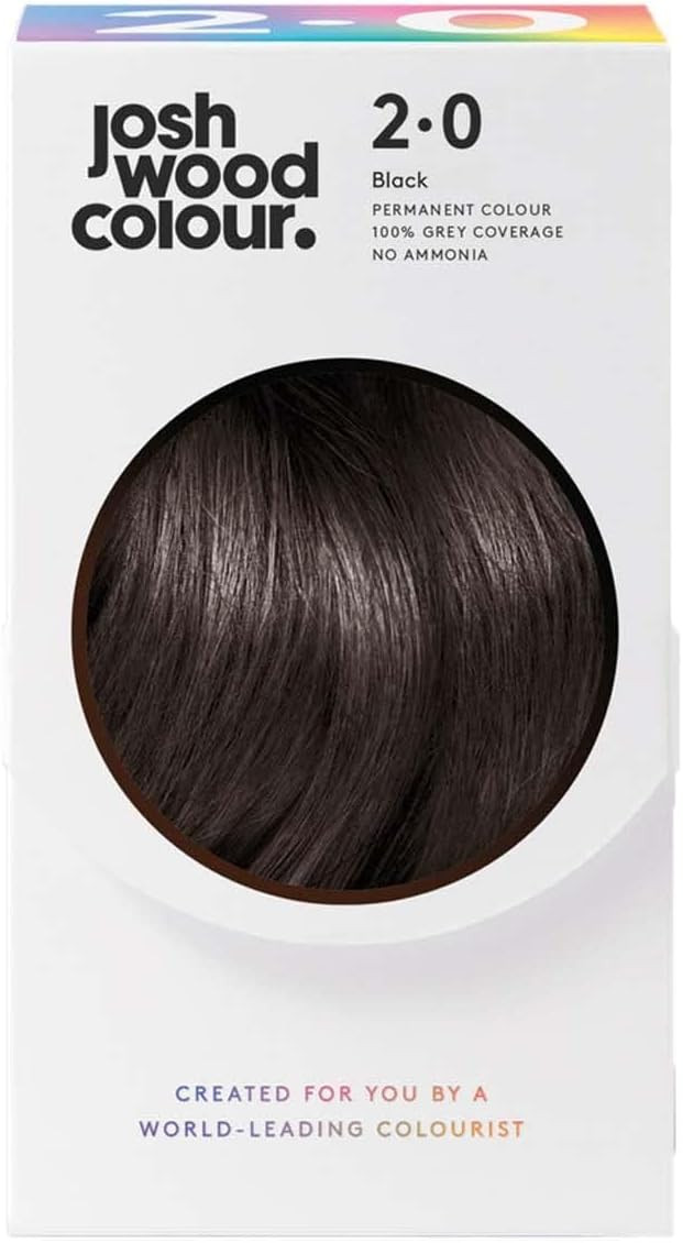 Josh Wood Permanent Colour 2.0 (Black) - Celebrity-approved, ammonia-free hair dye - Leaves hair super shiny and hydrated with 100% grey coverage - Natural-looking and Vegan