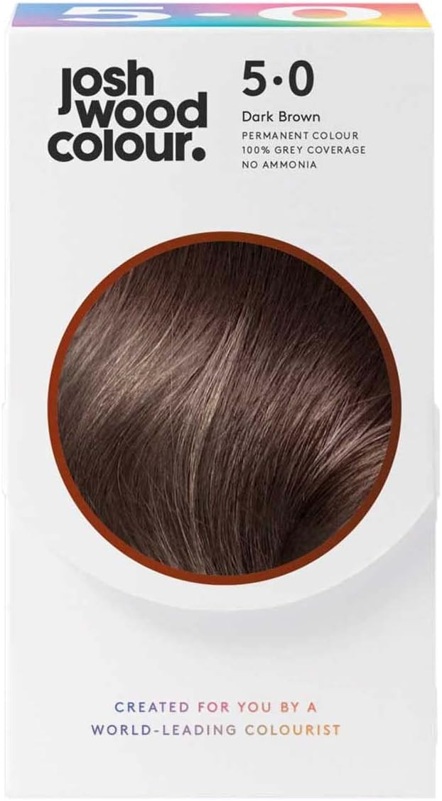 Josh Wood Permanent Colour 5.0 (Dark Brown) Celebrity-approved ammonia-free - Leaves hair super shiny and hydrated with 100% grey coverage - Natural-looking and Vegan