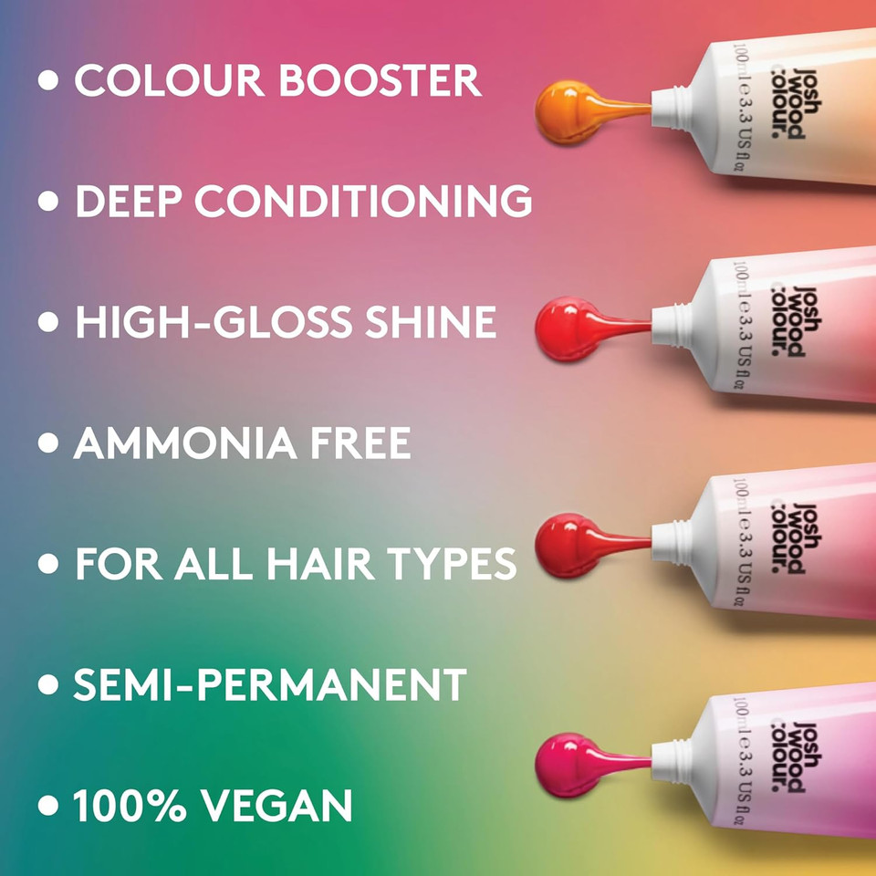 Josh Wood Hair Gloss (Copper) - Semi-permanent gloss, creates strawberry blonde or adds golden tones to light brown hair - Lasts up to 6 washes - 100% Vegan - Cream (100ml)