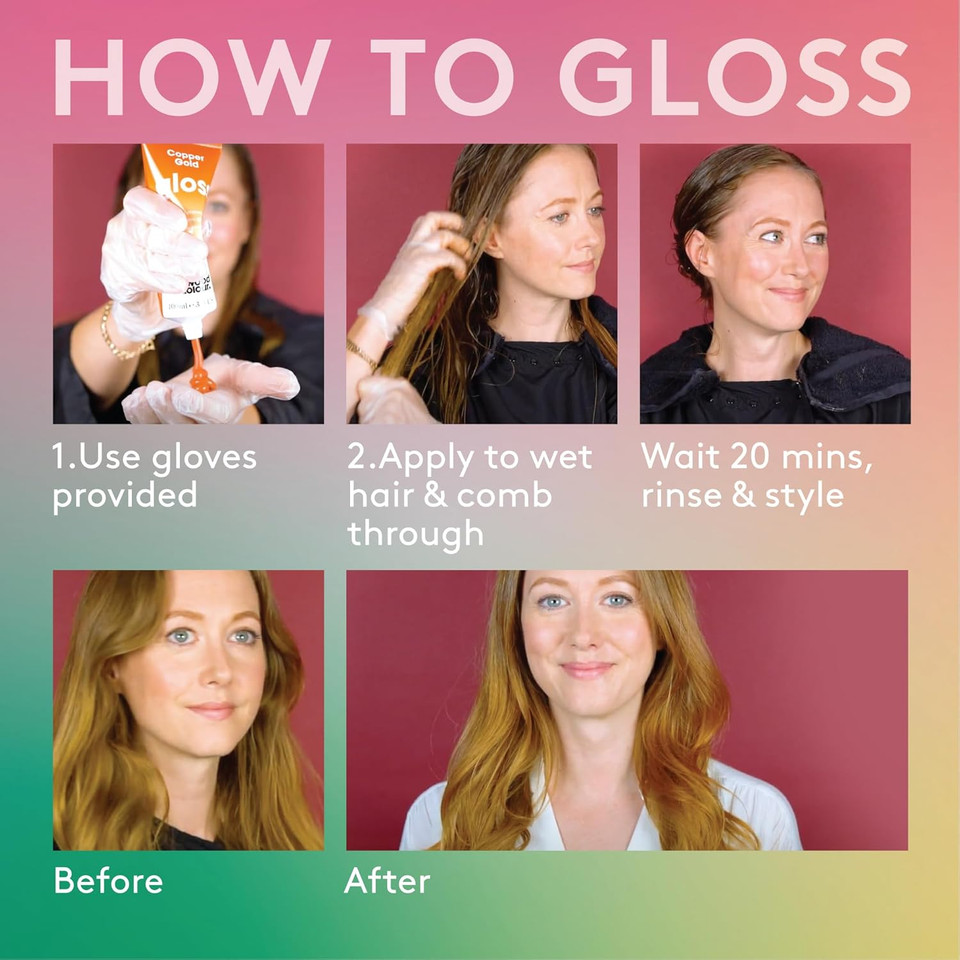 Josh Wood Hair Gloss (Copper) - Semi-permanent gloss, creates strawberry blonde or adds golden tones to light brown hair - Lasts up to 6 washes - 100% Vegan - Cream (100ml)