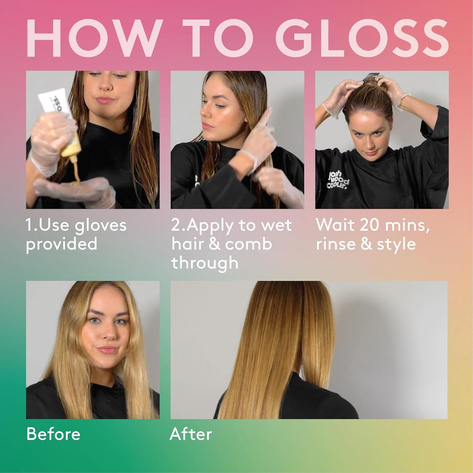 Josh Wood Hair Gloss (Champagne Blonde) - Semi-permanent gloss, adds warm and golden tones, refreshes and conditions hair colour - Lasts up to 6 washes - 100% Vegan - Cream (100ml)