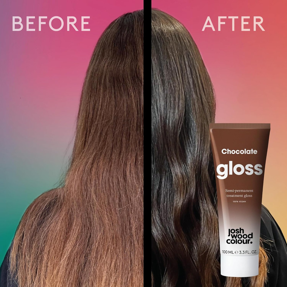 Josh Wood Hair Gloss (Chocolate) - Semi-permanent gloss refreshes and enhances brunette locks - Velvety, flattering chocolate brown - Lasts up to 6 washes - 100% Vegan - Cream (100ml)
