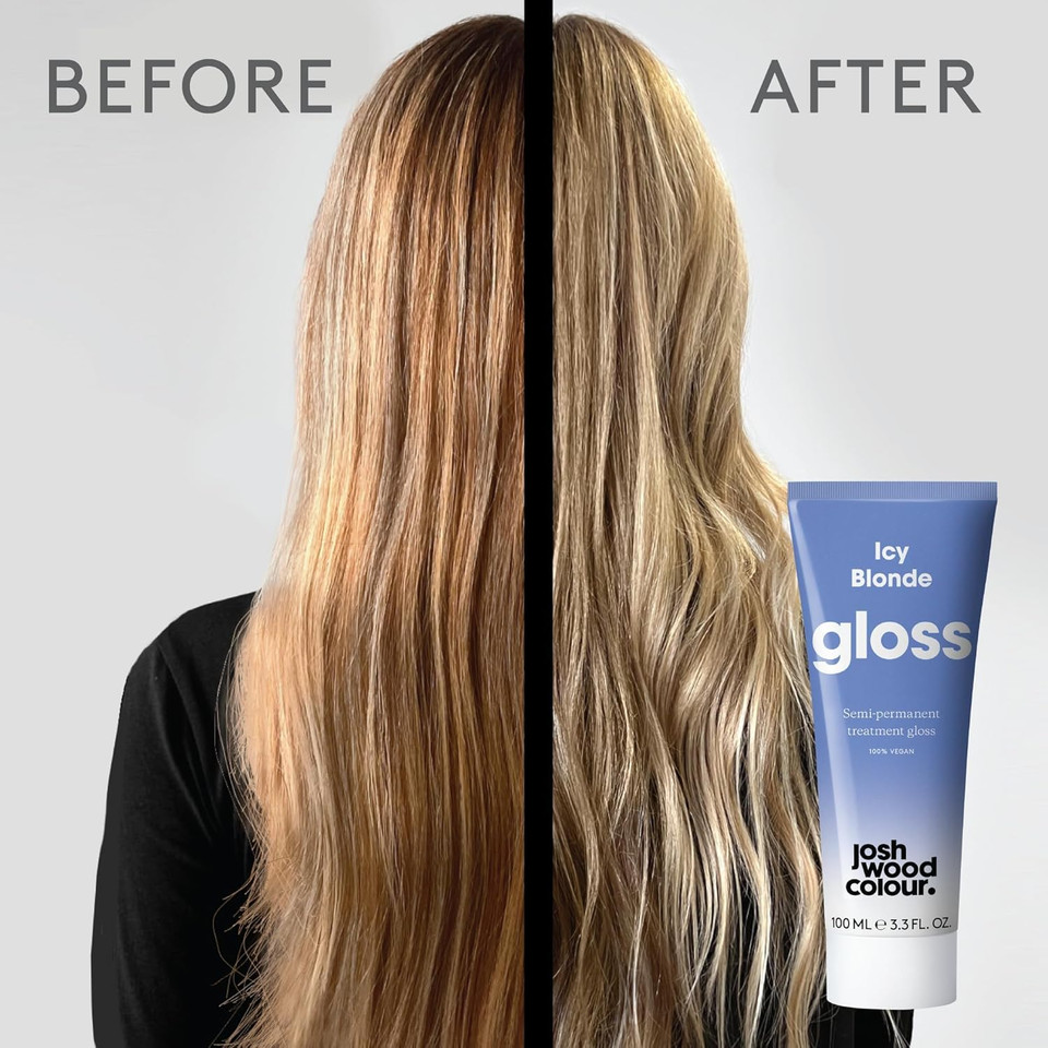 Josh Wood Hair Gloss (Icy Blonde) - Semi-permanent gloss refreshes and conditions hair colour - Removes brassy tones - Lasts up to 6 washes - 100% Vegan - Cream (100ml X 2)