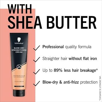 Schwarzkopf Blow-Dry Straightening Cream 150 ml, Style & Care, Straighter Hair without the Flat Iron, Styling Cream for Hair, Blow-dry & Anti Frizz