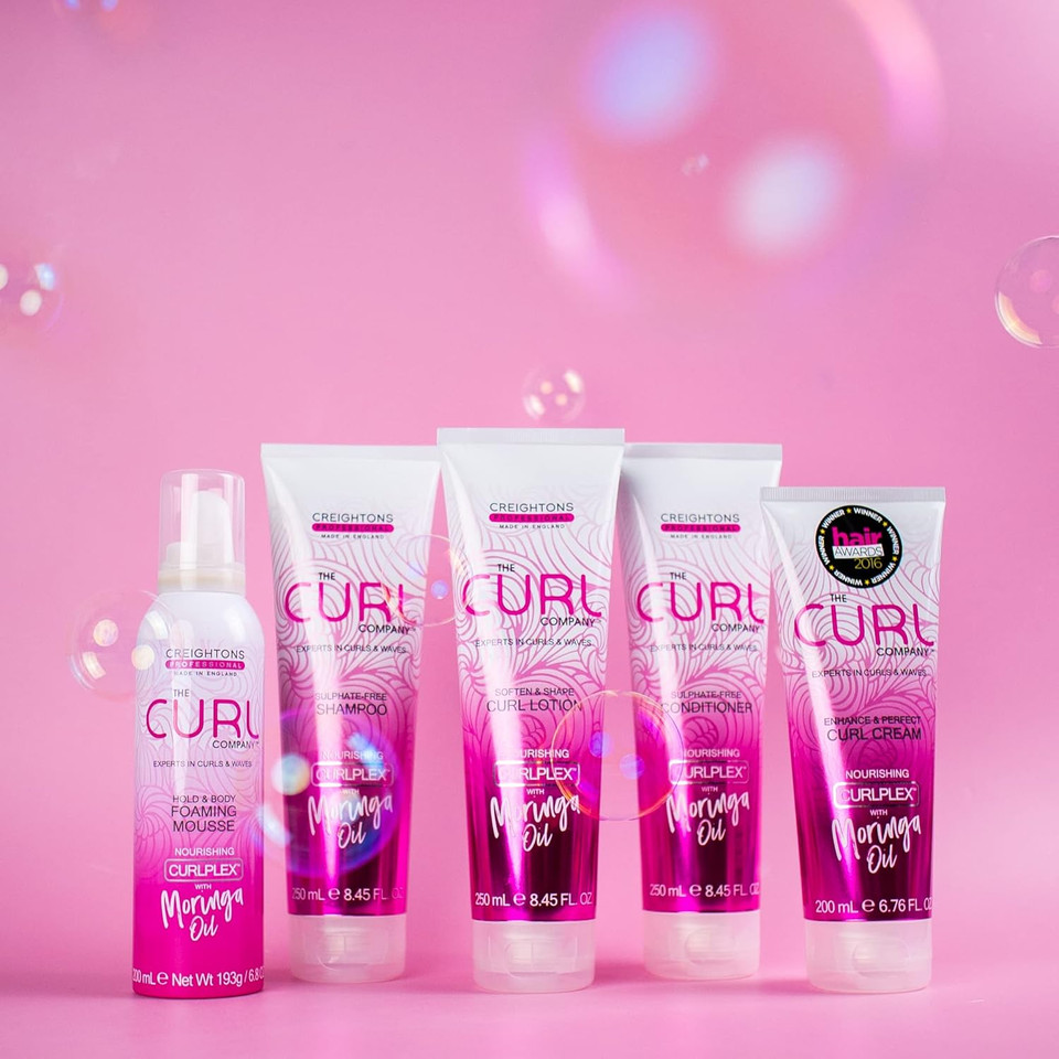 The Curl Company Hold and Body Foaming Mousse (200 ml) - Defines Curls and Waves, Eliminates Frizz and Smoothes Unruly Flyways; Professionally Formulated with Curplex and Nourishing Moringa Oil