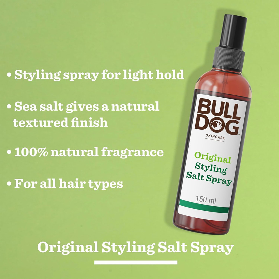 Bulldog Skincare Original Hair Styling Salt Spray 150ml - Hair Styling Spray for Men - Natural Finish & Light Hold