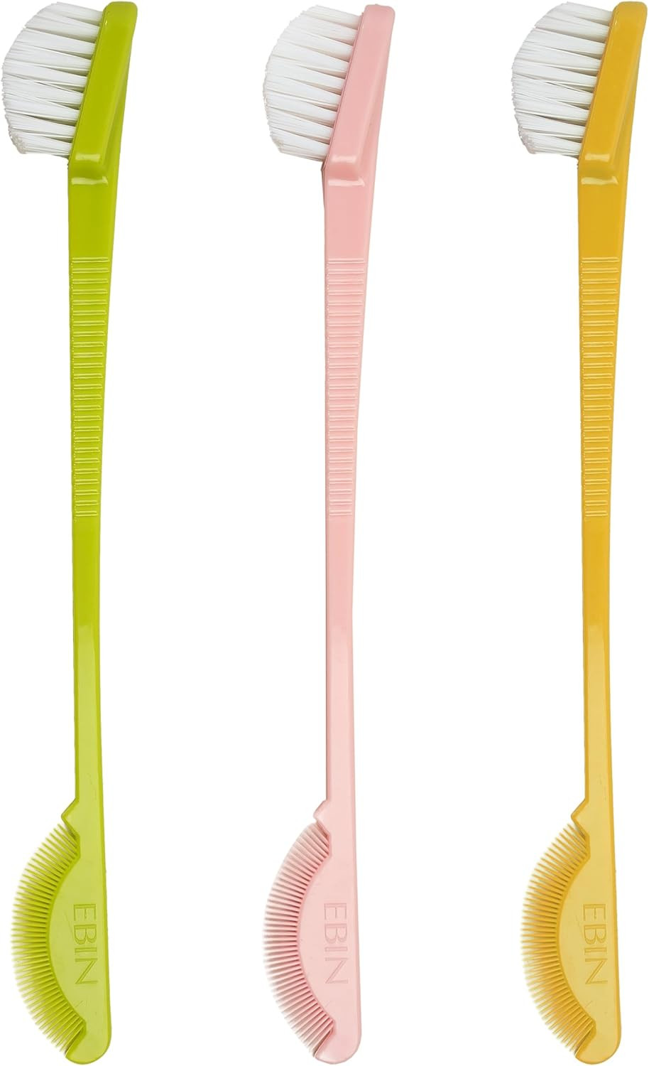 EBIN NEW YORK 24 Hour Edge Tamer Brush 2-in-1 Brush & Comb 3pack  Nylon, Dual-ended, No Flaking | Regular, Hard, Extreme