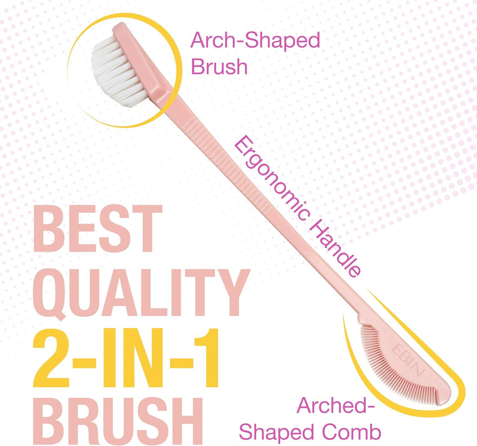 EBIN NEW YORK 24 Hour Edge Tamer Brush 2-in-1 Brush & Comb 3pack  Nylon, Dual-ended, No Flaking | Regular, Hard, Extreme