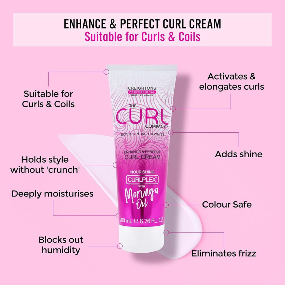 The Curl Company Enhance & Perfect Curl Cream (200ml) - Professionally Formulated with Nourishing Curplex with Moringa Oil. Experts in Curls & Waves
