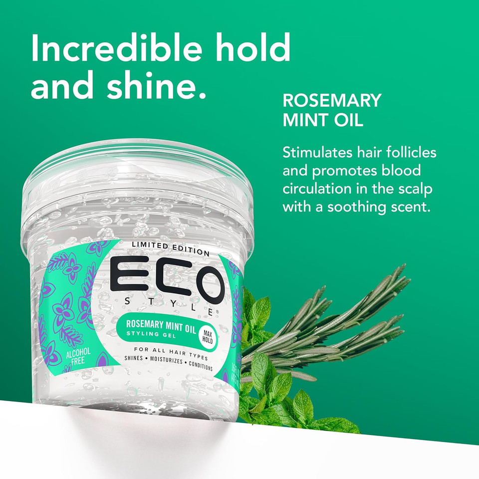 Eco Style Rosemary Mint Eco Styler Hair Gel, Hydrate and Style, Alcohol-Free, 473 ml (Pack of 1)