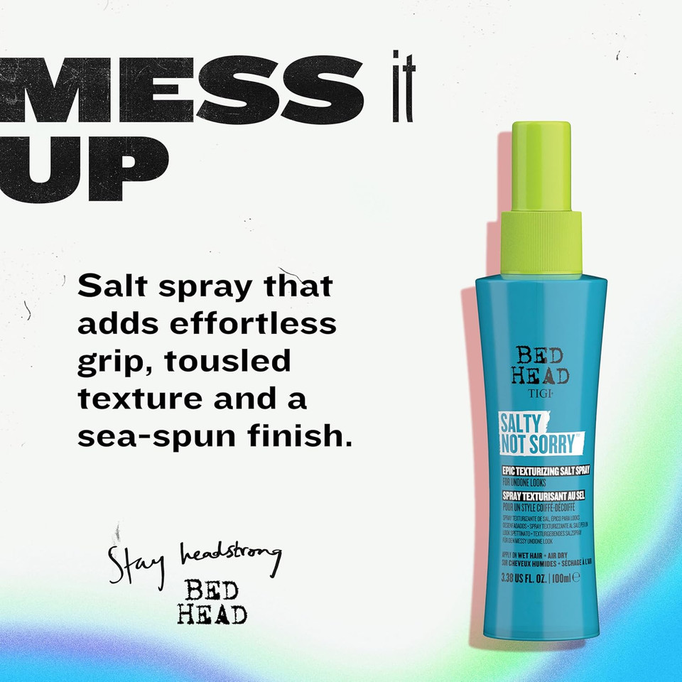 Bed Head by TIGI - Salty Not Sorry Hair Texturising Salt Spray - For Natural Undone Hairstyles - 100 ml