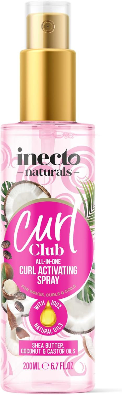 INECTO Curl Club, All In One Curl Activating Spray 200ml, Refresh & Detangle Spray for for all Curly, Wavey Hair types, Vegan & Cruelty Free, 100% Natural