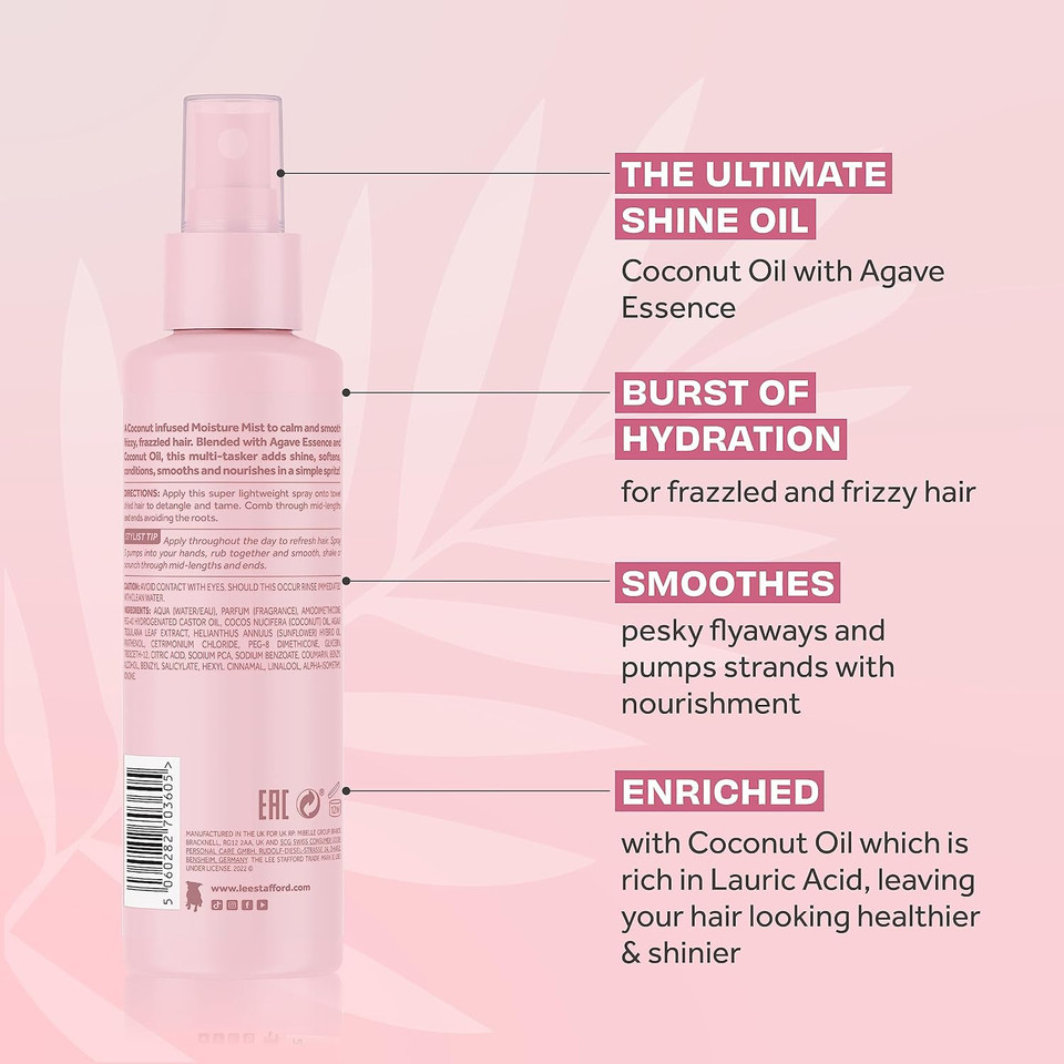 Lee Stafford Leave In Detangler Spray | Coco Loco - Leave-In Conditioner Repair Treatment Mist, Salon Shine, for Damaged, Dry Hair, Moisturizing, Detangles, Anti Frizz, with Coconut Oil, 150 ml