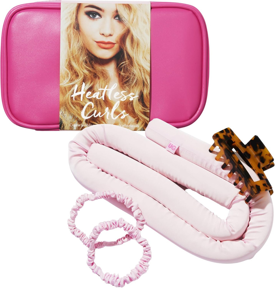 Umberto Giannini Heatless Curls Headband - Includes Vegan Silk Scrunchies and Tortoiseshell Claw Clip. Comfortable Fit Overnight Hair Accessories For Short & Long Hair