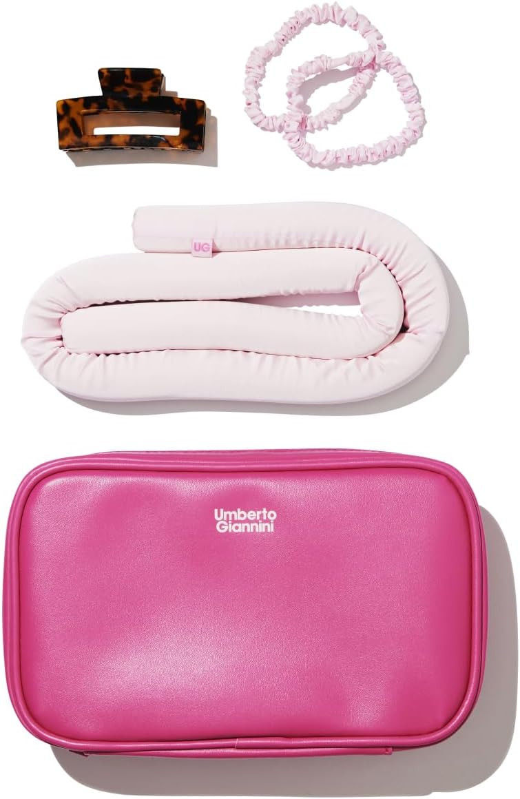 Umberto Giannini Heatless Curls Headband - Includes Vegan Silk Scrunchies and Tortoiseshell Claw Clip. Comfortable Fit Overnight Hair Accessories For Short & Long Hair