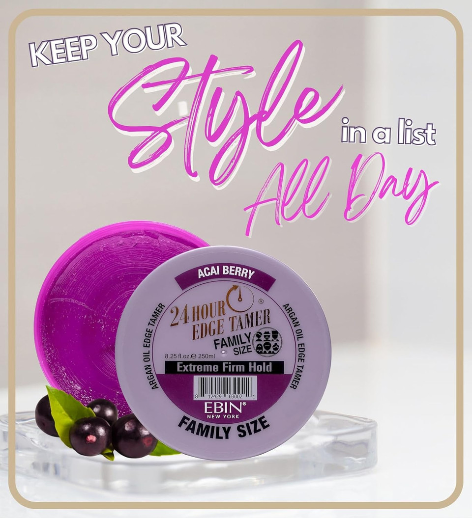 EBIN NEW YORK 24 Hour Edge Tamer Refresh  Extreme Firm Hold, 2.7 Oz, Watermelon  No Flaking, No White Residue, Shine and Smooth with Argan Oil & Castor Oil EBIN NEW YORK 24 Hour Edge Tamer Refresh  Extreme Firm Hold, 2.7 Oz, Watermelon  No Flaking, No White Residue, Shine and Smooth with Argan Oil & Castor Oil
