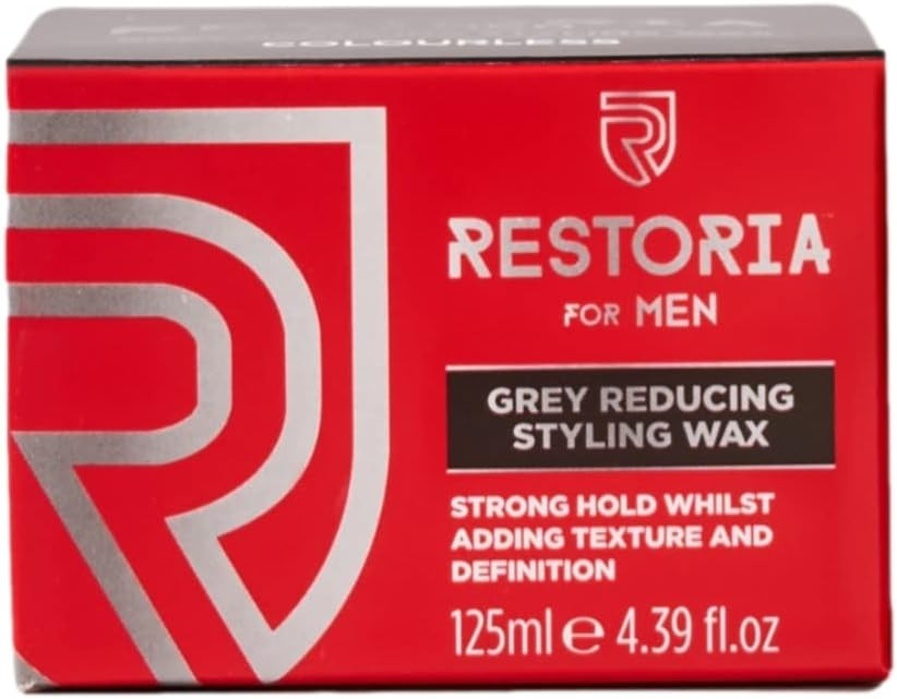 Restoria Grey Reducing Styling Wax for Men - Hair Wax That Gives Superior Definition & Hold While Fading Grey Hair, Up to 100% Coverage - Vegan, 125ml