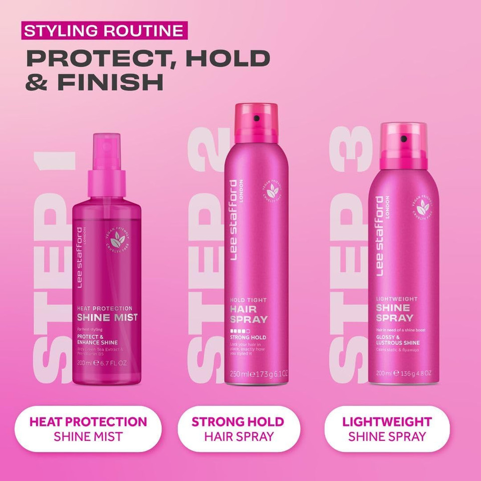 Lee Stafford Hairspray | Hold Tight Hair Spray - Strong Long Lasting Hold Styling Spray, All Day Control, Anti Frizz, Adds Shine & Gloss, Volumizing, for Men & Women, 250 ml
