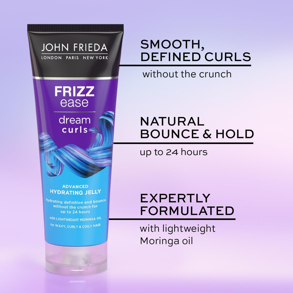 John Frieda Dream Curls Advanced Hydrating Jelly, No-Crunch Curl Gel with 24-Hour Hold, 200ml