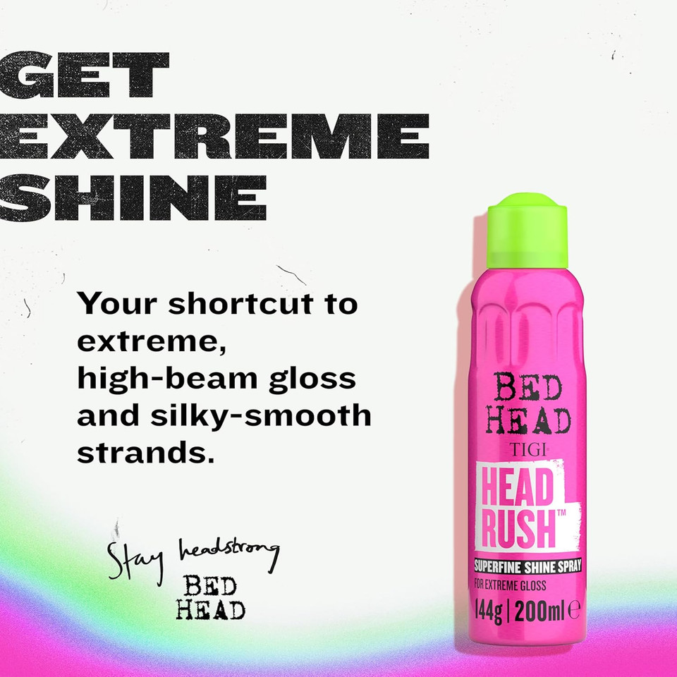Bed Head by TIGI Headrush Shine Spray  Lightweight Shine Spray for Smooth, Glossy Hair  200 ml