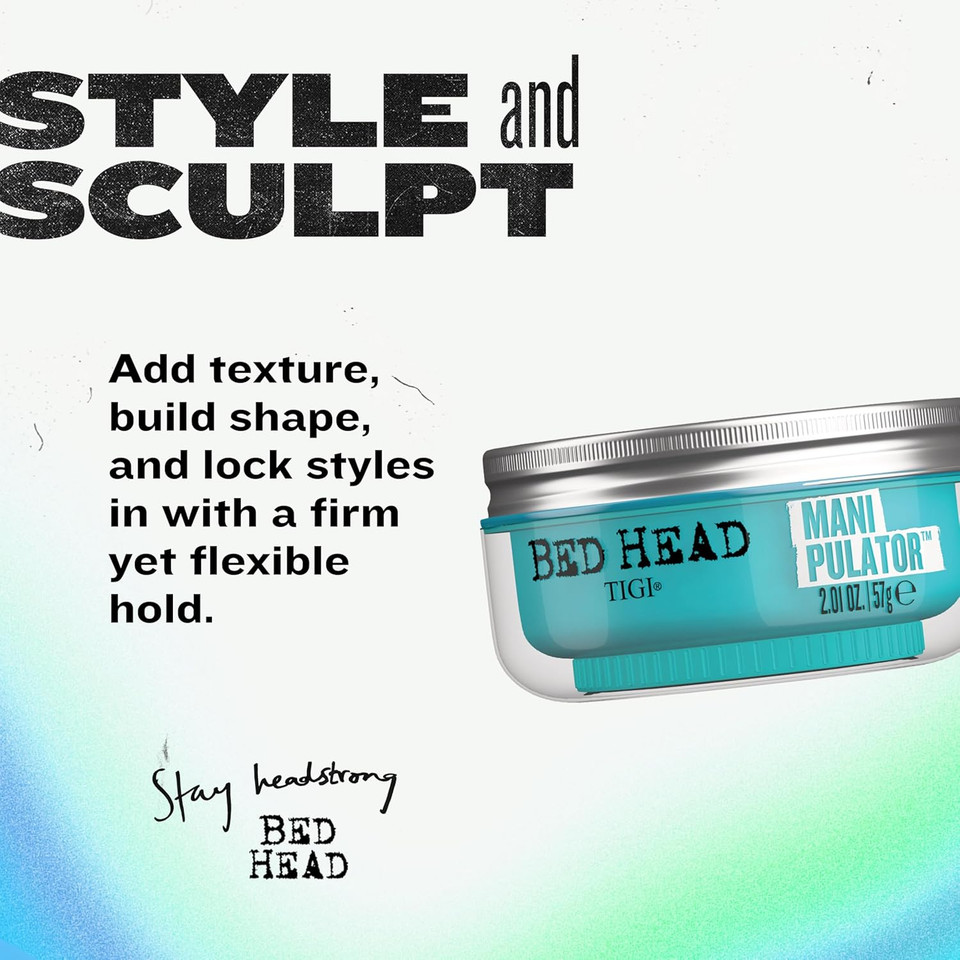 Bed Head by TIGI | Manipulator Texturising Hair Putty For Men and Women | Professional Strong Hold Hair Styling Product | For Short And Medium Hair | 57g