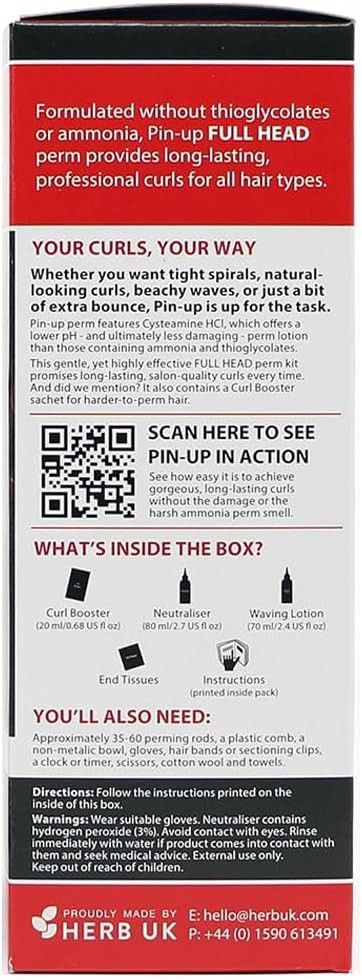 Pin Up Full Head Home Perm Kit, At Home Perming Kit for Long Lasting and Natural Curls, Protein Rich for Soft and Shiny Hair, Suitable for All Hair Types, 170ml