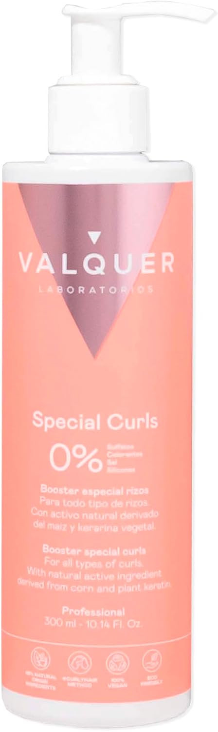 Valquer Booster Special Curls. Defined Curls Activating Gel Treatment for Curly Hair Curly Method. With Vegetable Keratin and Actives derived from Corn. Vegan. 300 ml