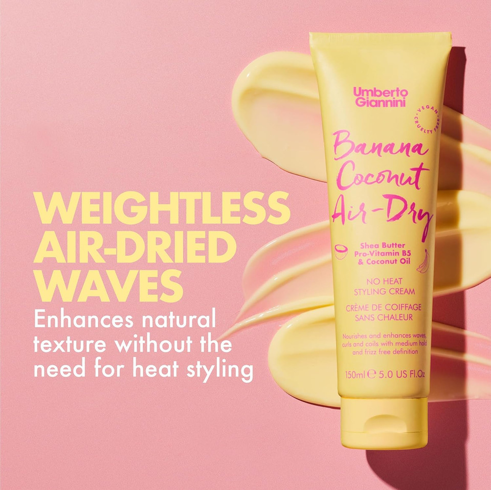 Umberto Giannini Banana Coconut Air Dry Cream 150ml - Weightless Curl Cream with Medium Hold Umberto Giannini Banana Coconut Air Dry Cream 150ml - Weightless Curl Cream with Medium Hold