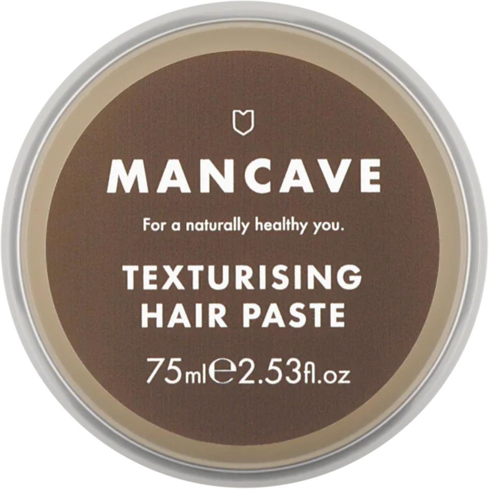 ManCave Texturising Hair Paste for Men, Natural Looking Texture and Definition with Panthenol, Arginine and Caffeine, Flexible and Reworkable Hold, Natural, Vegan, Cruelty Free, 75 ml