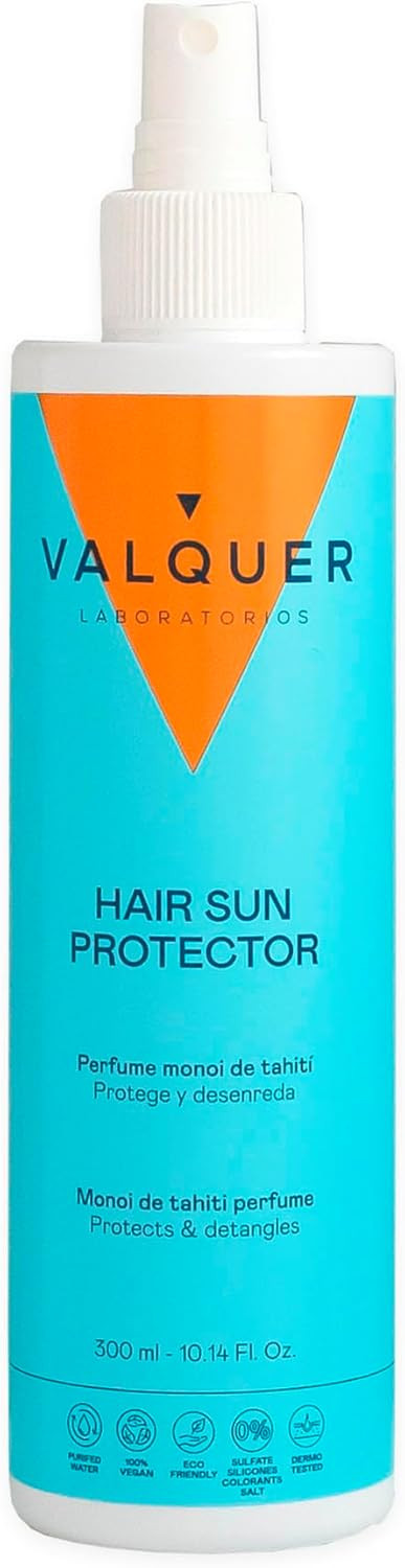 Valquer Laboratorios â Sonnenschutzspray für das Haar â Schützt das Haar gegen Sonne, Salz und Chlor â Mit Revierbalsam und Vitamin B5 â Tahitianischer Monoi, einzeln, 300 ml