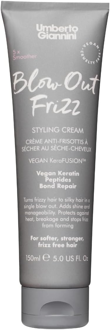 Umberto Giannini Blow Out Frizz Hair Styling Cream with Heat Protection 230°C - Vegan Keratin Bond Repair Formula 150ml