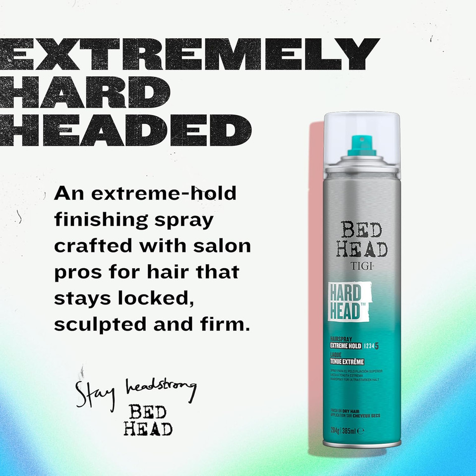 Bed Head by TIGI - Hard Head Hairspray - Extra Strong Hold - Natural Shine Finish - 385 ml
