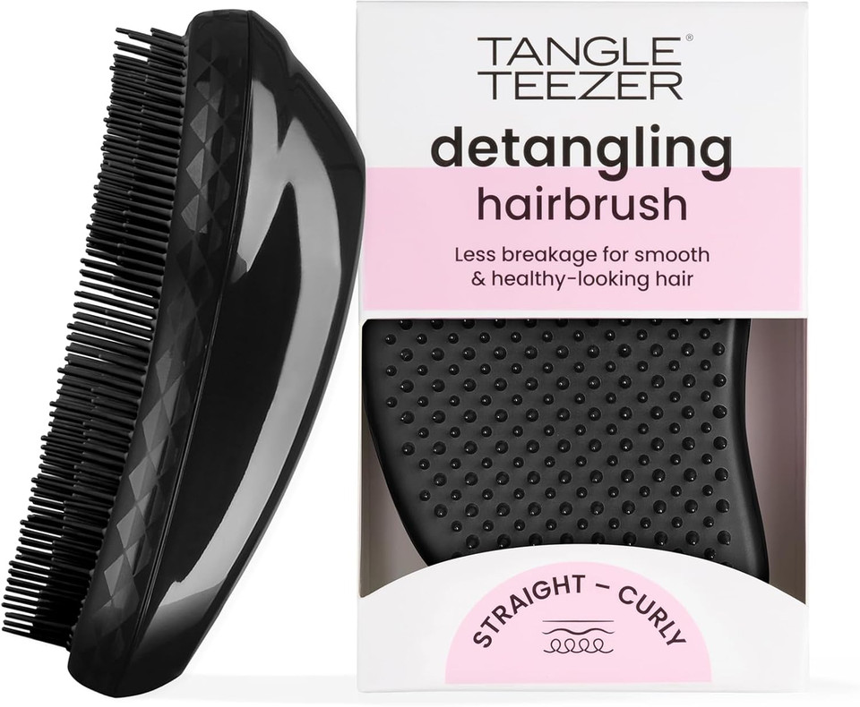 Tangle Teezer Original Detangling Hairbrush - For Wet & Dry Hair - Detangling Brush for All Hair Types - Two-Tiered Teeth Reduce Breakage & Eliminate Knots - Panther Black Tangle Teezer Original Detangling Hairbrush - For Wet & Dry Hair - Detangling Brush for All Hair Types - Two-Tiered Teeth Reduce Breakage & Eliminate Knots - Panther Black