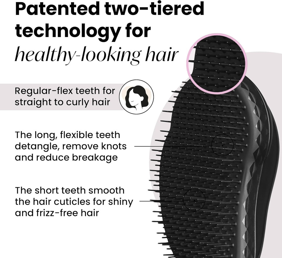 Tangle Teezer Original Detangling Hairbrush - For Wet & Dry Hair - Detangling Brush for All Hair Types - Two-Tiered Teeth Reduce Breakage & Eliminate Knots - Panther Black Tangle Teezer Original Detangling Hairbrush - For Wet & Dry Hair - Detangling Brush for All Hair Types - Two-Tiered Teeth Reduce Breakage & Eliminate Knots - Panther Black