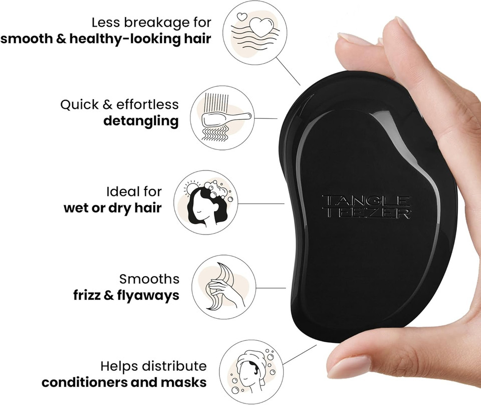 Tangle Teezer Original Detangling Hairbrush - For Wet & Dry Hair - Detangling Brush for All Hair Types - Two-Tiered Teeth Reduce Breakage & Eliminate Knots - Panther Black Tangle Teezer Original Detangling Hairbrush - For Wet & Dry Hair - Detangling Brush for All Hair Types - Two-Tiered Teeth Reduce Breakage & Eliminate Knots - Panther Black