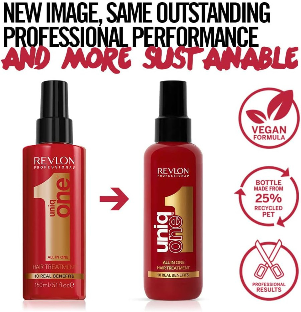 REVLON PROFESSIONAL Uniqone Hair Treatment, Moisturizing Leave-in Hair Treatment, Repair for Damaged Hair, Hair Treatment, Classic Fragrance  150 ml