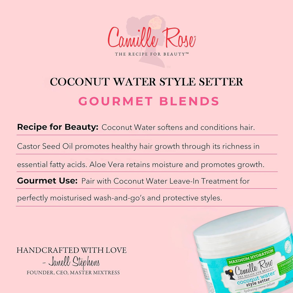Camille Rose Coconut Water Hair Style Setter, Hydrate and Style, 240 ml (Pack of 1)