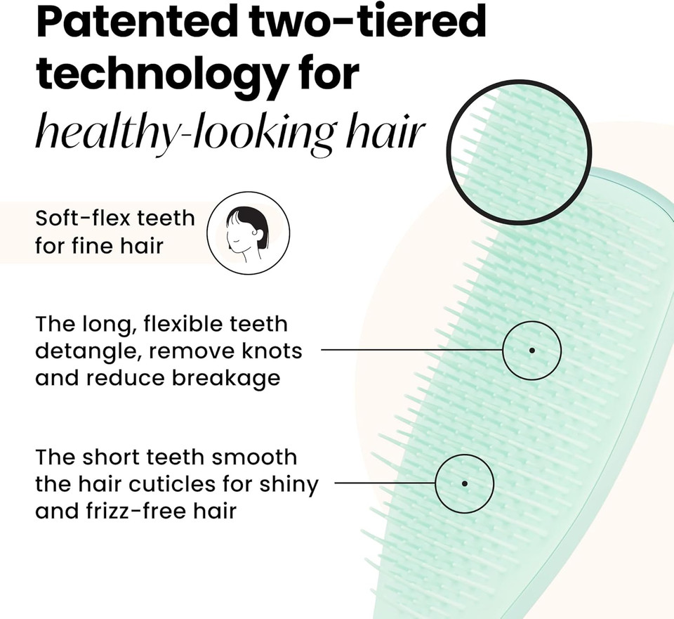 Tangle Teezer | The Fine and Fragile Ultimate Detangler Hairbrush for Wet & Dry Hair | Color Treated, Fine, Fragile Hair | Pink Dust Tangle Teezer | The Fine and Fragile Ultimate Detangler Hairbrush for Wet & Dry Hair | Color Treated, Fine, Fragile Hair | Pink Dust