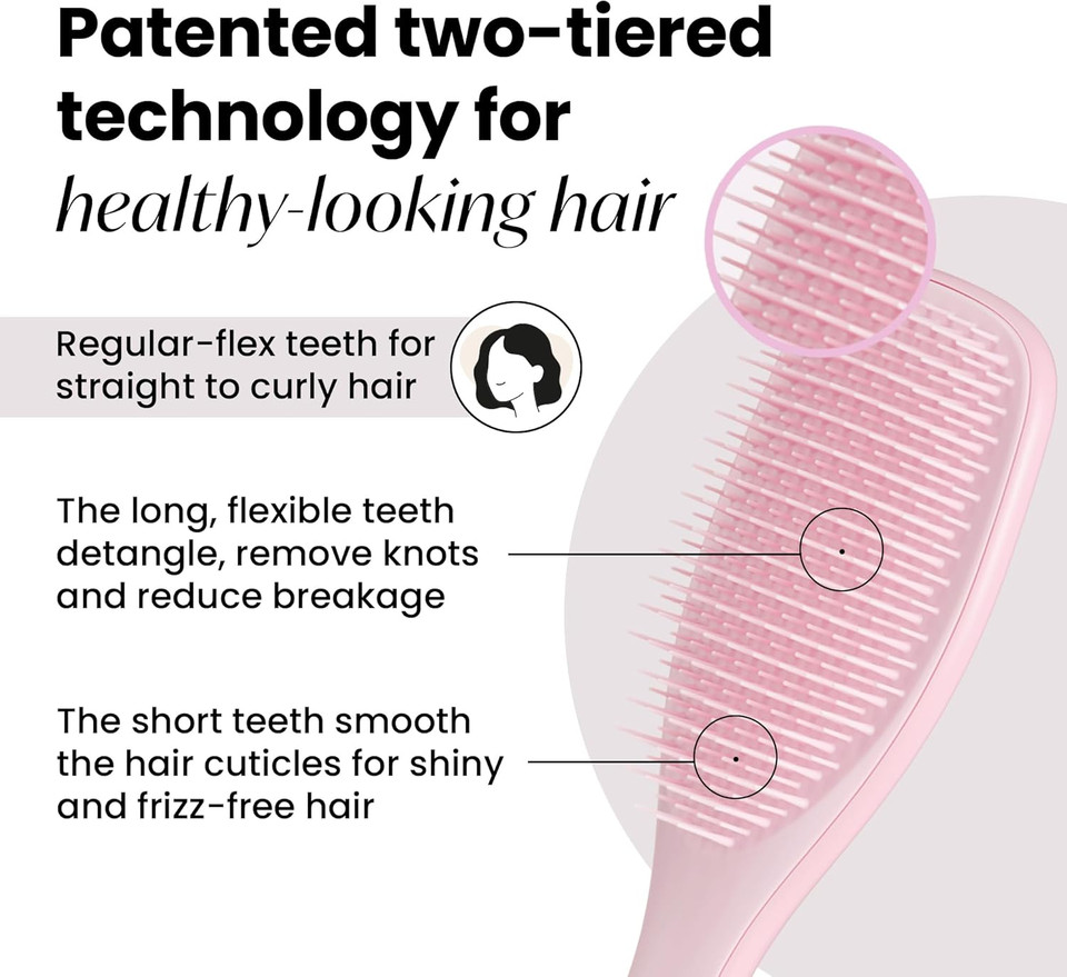 Tangle Teezer Ultimate Detangler Hairbrush - For Wet & Dry Hair - Detangling Brush for All Hair Types - Two-Tiered Teeth Reduce Breakage & Eliminate Knots - Millennial Pink Tangle Teezer Ultimate Detangler Hairbrush - For Wet & Dry Hair - Detangling Brush for All Hair Types - Two-Tiered Teeth Reduce Breakage & Eliminate Knots - Millennial Pink