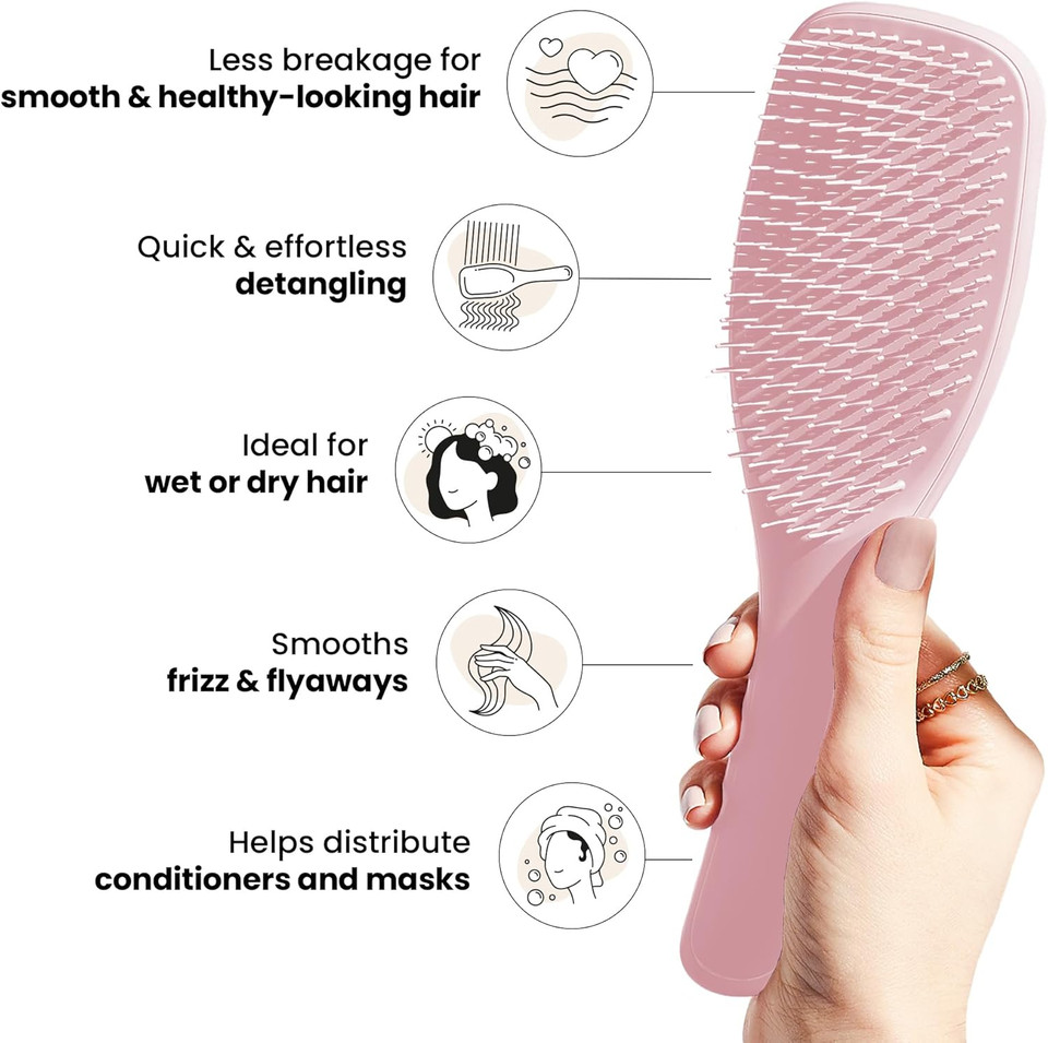 Tangle Teezer Ultimate Detangler Hairbrush - For Wet & Dry Hair - Detangling Brush for All Hair Types - Two-Tiered Teeth Reduce Breakage & Eliminate Knots - Millennial Pink Tangle Teezer Ultimate Detangler Hairbrush - For Wet & Dry Hair - Detangling Brush for All Hair Types - Two-Tiered Teeth Reduce Breakage & Eliminate Knots - Millennial Pink