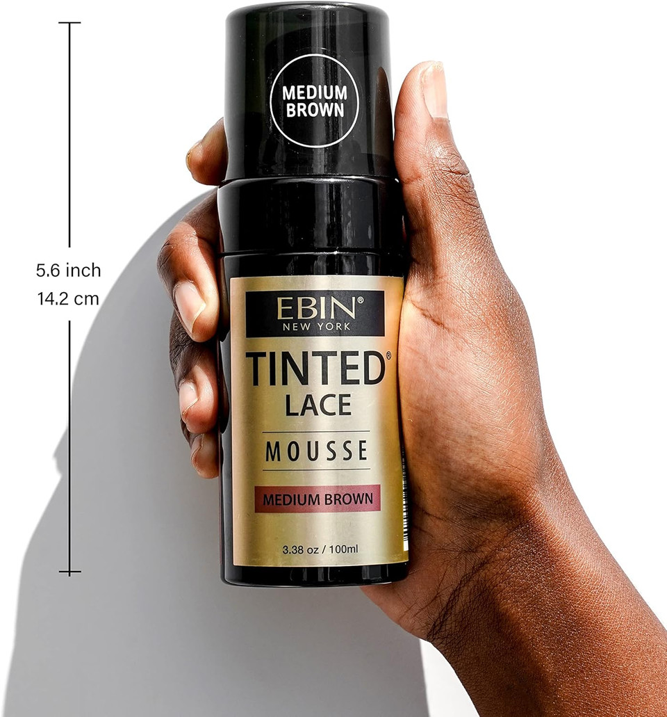 EBIN NEW YORK - Tinted Mousse - Unisex - 100ml - Medium Dark Brown for Seamless Lace Tinting & Natural Scalp Appearance