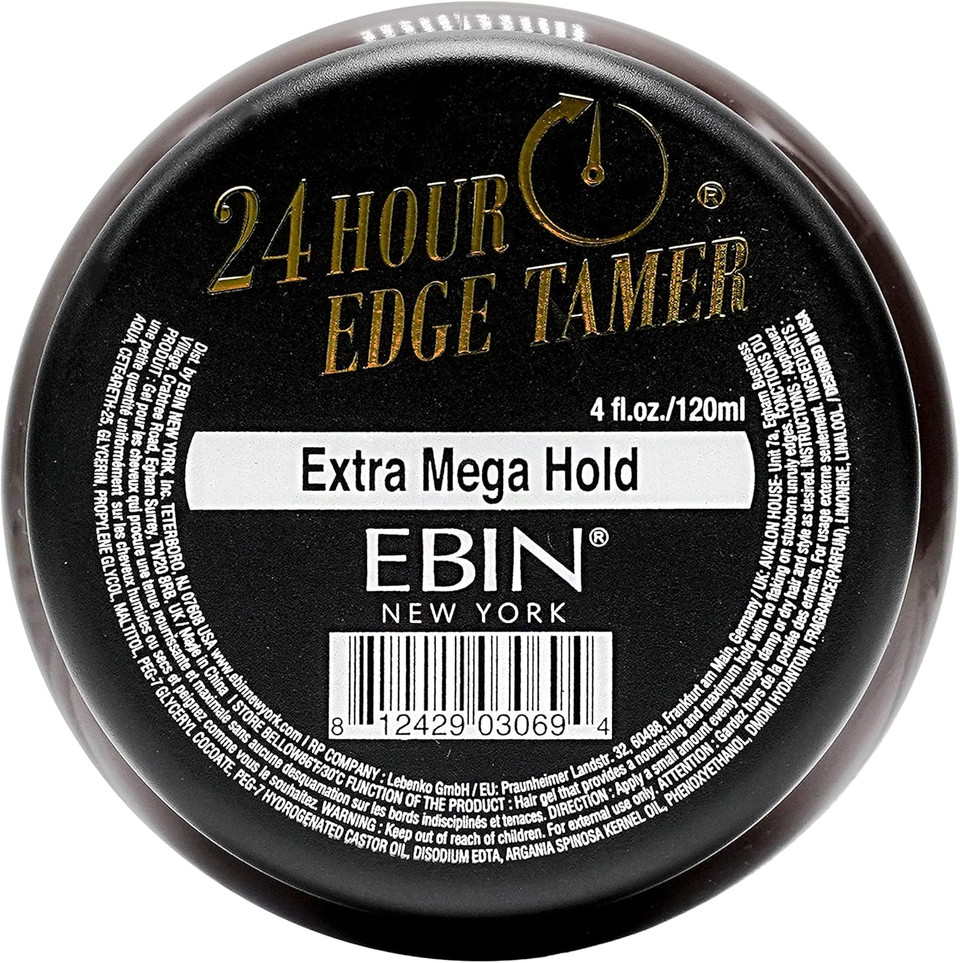 EBIN NEW YORK 24 Hour Edge Tamer, Extra Mega Hold, 4.0 Oz - No Flaking, White Residue, Shine and Smooth texture with Argan Oil and Castor Oil