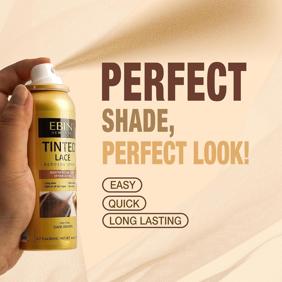 EBIN Tinted Lace Spray (80ml, Light Warm Brown)